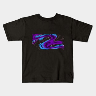 Fluid Blue & Purple Ink Abstract Kids T-Shirt